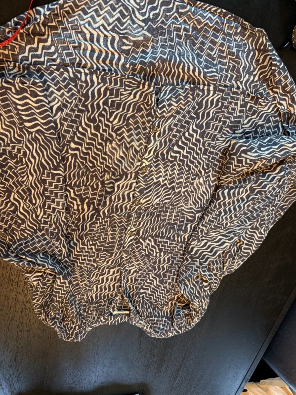 Pilcro Anthropologie Sidney Batwing Blouse Grey Cream Geometric Size L Large - Picture 10 of 11